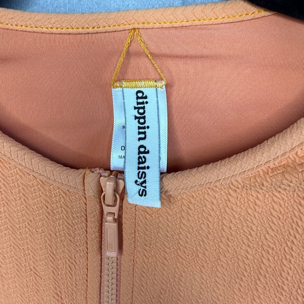 Womens Dippin Daisy's Orange Swim Textured Half Zip Long Sleeved Rash Guard M - Picture 4 of 8